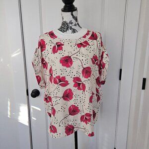 CAbi Pink Floral Boxy Top | L